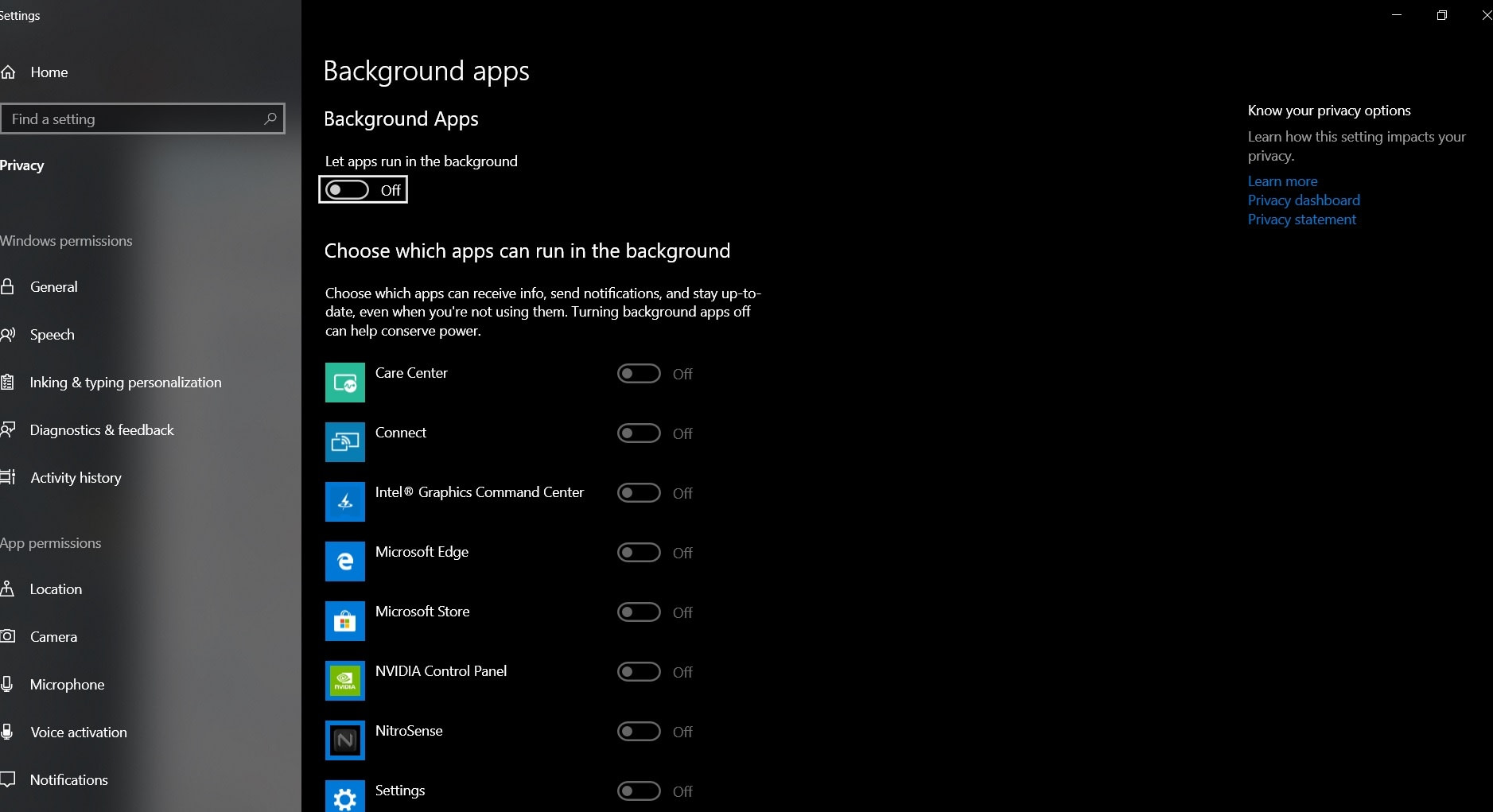 windows 10 disable background apps